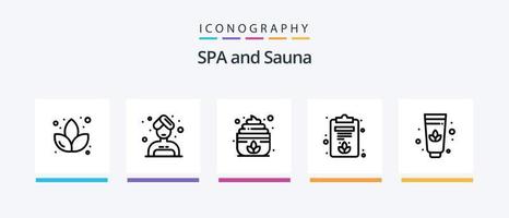 sauna linha 5 ícone pacote Incluindo . lótus. natureza. sauna. marcação. criativo ícones Projeto vetor