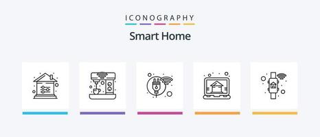 inteligente casa linha 5 ícone pacote Incluindo inteligente Fazenda. crescimento. privado. jardinagem. música sistema. criativo ícones Projeto vetor