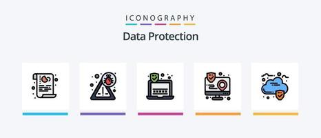 dados proteção linha preenchidas 5 ícone pacote Incluindo . criptografia. dinheiro. dados. segurança. criativo ícones Projeto vetor