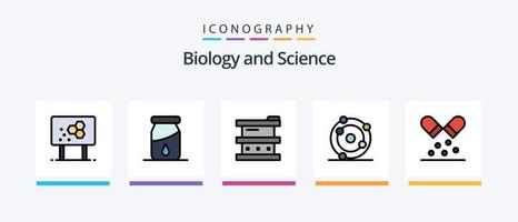 biologia linha preenchidas 5 ícone pacote Incluindo farmacia. hospital. bioquímica. gesso. lápis. criativo ícones Projeto vetor