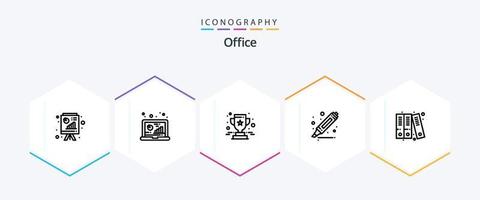 escritório 25 linha ícone pacote Incluindo arquivos. marcador. pesquisar. marcador. Estrela vetor