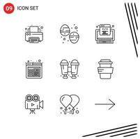 9 criativo ícones moderno sinais e símbolos do viagem binóculos código Cálculo navegador editável vetor Projeto elementos