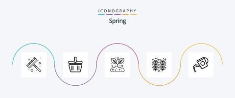 Primavera linha 5 ícone pacote Incluindo tanque. bebida. crescente. água tanque. agricultura vetor