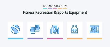 ginástica lazer e Esportes equipamento azul 5 ícone pacote Incluindo futebol. esporte. esporte. jogo. camisa. criativo ícones Projeto vetor