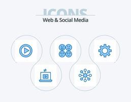 rede e social meios de comunicação azul ícone pacote 5 ícone Projeto. . contexto. jogar. engrenagem. triste vetor