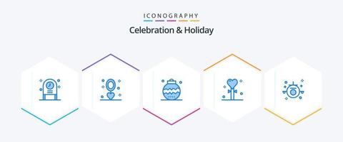 celebração e feriado 25 azul ícone pacote Incluindo feriado. evento. casamento. celebração. feriado vetor