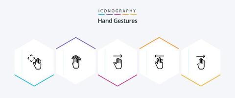 mão gestos 25 linha ícone pacote Incluindo dedo. acima. múltiplo tocar. mão cursor. certo vetor