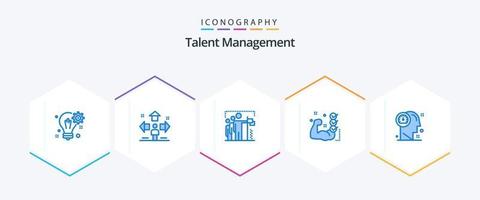 talento gestão 25 azul ícone pacote Incluindo treinamento. academia. cara. posição. ganhar vetor