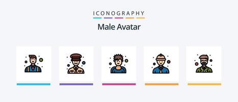 masculino avatar linha preenchidas 5 ícone pacote Incluindo trabalho. chefe. jardineiro. transporte. avatar. criativo ícones Projeto vetor
