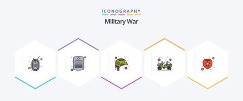 militares guerra 25 linha preenchida ícone pacote Incluindo proteção. veículo. equipamento. transporte. jipe vetor
