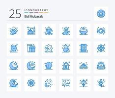 eid Mubarak 25 azul cor ícone pacote Incluindo ajuda. mesquita. muçulmano. decoração. muçulmano vetor