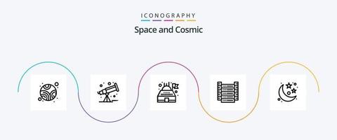 espaço linha 5 ícone pacote Incluindo . espaço. planetário. planeta. servidores vetor