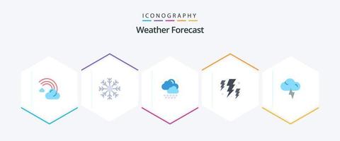 clima 25 plano ícone pacote Incluindo nuvem. poder. clima. energia. clima vetor