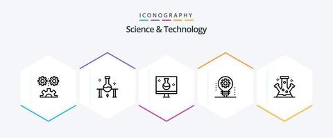 Ciência e tecnologia 25 linha ícone pacote Incluindo eletrônicos. ai. Ciência experimentar. ecolab. eco teste vetor