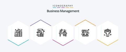 o negócio gestão 25 linha ícone pacote Incluindo . gerenciamento. contato. negócios. bate-papo vetor