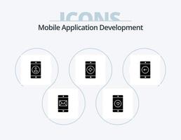 Móvel inscrição desenvolvimento glifo ícone pacote 5 ícone Projeto. móvel. Móvel aplicativo. coração. móvel. perfil vetor