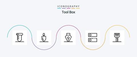 Ferramentas linha 5 ícone pacote Incluindo ferramentas. utensílios de cozinha. caneta. Comida. sistema vetor