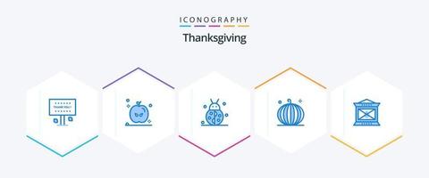 Ação de graças 25 azul ícone pacote Incluindo Ação de graças. cair. outono. cortar. inverno vetor