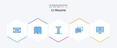 cv currículo 25 azul ícone pacote Incluindo . escola. estudar. Educação. mensagem vetor