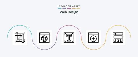 rede Projeto linha 5 ícone pacote Incluindo aplicativo. novo. designer. janela. texto vetor