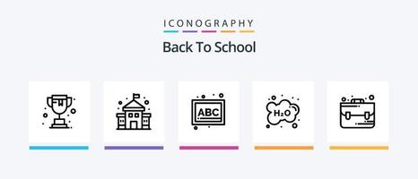 costas para escola linha 5 ícone pacote Incluindo . laboratório. desenhando ferramentas. escola. Educação. criativo ícones Projeto vetor