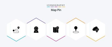 mapa PIN 25 glifo ícone pacote Incluindo . nuvem. vetor