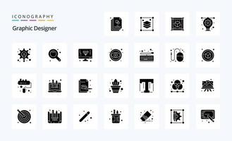 25 gráfico desenhador sólido glifo ícone pacote vetor