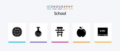 escola glifo 5 ícone pacote Incluindo estudar. Educação. Educação. maçã. Educação. criativo ícones Projeto vetor