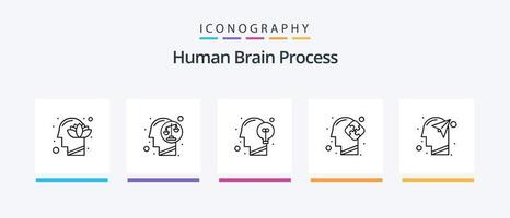 humano cérebro processo linha 5 ícone pacote Incluindo mente. humano. perfeição. cabeça. ideia. criativo ícones Projeto vetor