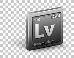 elemento químico livermorium. símbolo químico com número atômico e massa atômica. vetor
