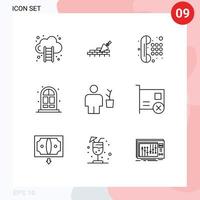 9 temático vetor esboços e editável símbolos do humano avatar comunicação porta casa editável vetor Projeto elementos