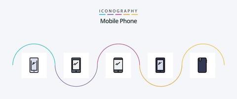 Móvel telefone linha preenchidas plano 5 ícone pacote Incluindo . android. vetor