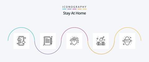 fique às casa linha 5 ícone pacote Incluindo alfinete. crescer. coração. plantar. namorados vetor