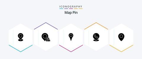 mapa PIN 25 glifo ícone pacote Incluindo alfinete. localização. localização. localização. telefone vetor
