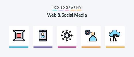rede e social meios de comunicação linha preenchidas 5 ícone pacote Incluindo . meios de comunicação . Instagram . Internet. criativo ícones Projeto vetor