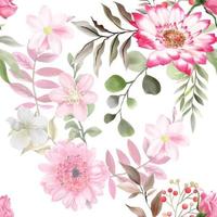 elegante padrão sem emenda com lindo design floral desenhado à mão vetor