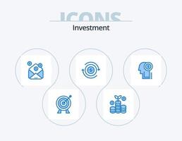 investimento azul ícone pacote 5 ícone Projeto. dinheiro. ideia. investimento. dólar. fluxo vetor