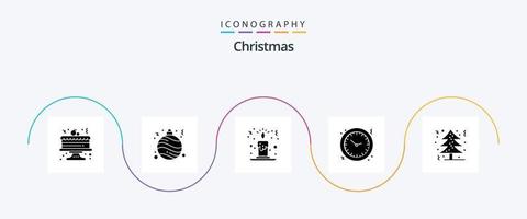 Natal glifo 5 ícone pacote Incluindo árvore. Natal árvore. vela claro. Natal. Tempo vetor