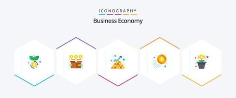 economia 25 plano ícone pacote Incluindo crescimento. dinheiro. bares. dólar. acima vetor