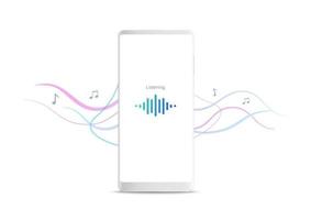 novo smartphone móvel branco realista com app de reprodutor de música em fundo branco. vetor