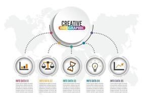 modelo de opções de número de infográficos abstratos. ilustração vetorial. pode ser usado para layout de fluxo de trabalho, diagrama, opções de etapas de negócios, banner, web design. ícones de traço. vetor