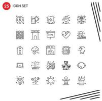 conjunto do 25 moderno ui ícones símbolos sinais para computador Internet médico seguro globo gelo editável vetor Projeto elementos