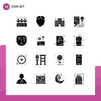 conjunto do 16 moderno ui ícones símbolos sinais para triste face economia emoção criativo editável vetor Projeto elementos