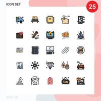 Móvel interface preenchidas linha plano cor conjunto do 25 pictogramas do localização Internet o circuito borda furto dedo editável vetor Projeto elementos