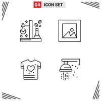 4 criativo ícones moderno sinais e símbolos do química camisa teste disposição mecânico editável vetor Projeto elementos