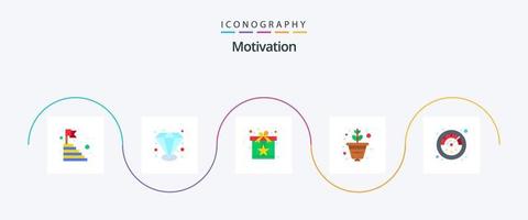 motivação plano 5 ícone pacote Incluindo cronômetro. plantar. presente. crescimento. surpresa vetor