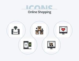 conectados compras linha preenchidas ícone pacote 5 ícone Projeto. intercâmbio. negócios. fazer compras. Smartphone. fazer compras vetor