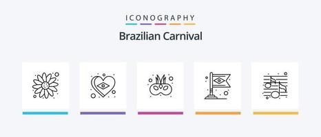 brasileiro carnaval linha 5 ícone pacote Incluindo cenário. Câmera. instrumento. coco. carnaval. criativo ícones Projeto vetor
