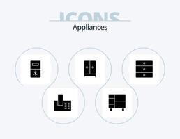 eletrodomésticos glifo ícone pacote 5 ícone Projeto. mobiliário. lar. prateleira. mobiliário. eletrodomésticos vetor