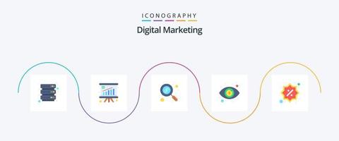 digital marketing plano 5 ícone pacote Incluindo oferecer. olho. dinheiro. dólar olho. o negócio Visão vetor